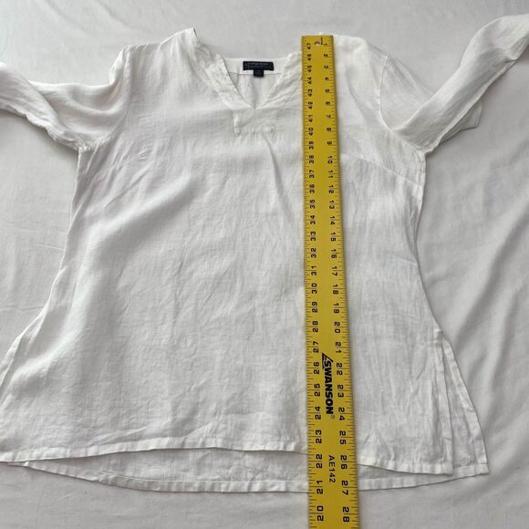 Classiques Entier Linen Top Womens Medium Long Sleeve Pullover V Neck Blouse - Picture 8 of 8